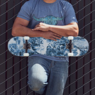 Portugese blauwe tegels romantisch scènepatroon persoonlijk skateboard