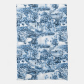 Portugese blauwe tegels romantisch scènepatroon theedoek (Verticaal)