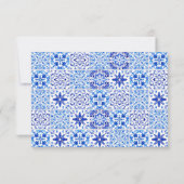 Portugese blauwe witte Tegels RSVP Kaartje (Achterkant)