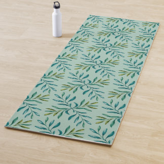 Portugese Botanisch Loofwerk Yogamat – Teal & Groe