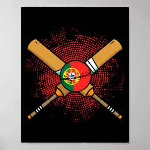 Portugese Cricketracket En Ll Vlag Van Portugal Poster