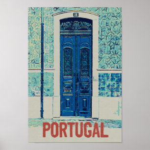 Portugese deur- en tegels ter illustratie Portugal Poster