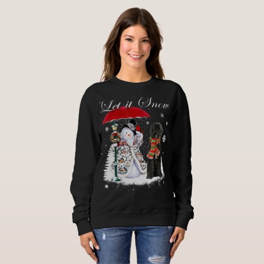 Portugese Dog Santa Kerstmis Snowman Xmas Trui (Voorkant volledig)