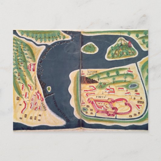 Portugese exploratiekaart van Mombassa Briefkaart (Voorkant)