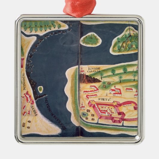 Portugese exploratiekaart van Mombassa Metalen Ornament (Voorkant)