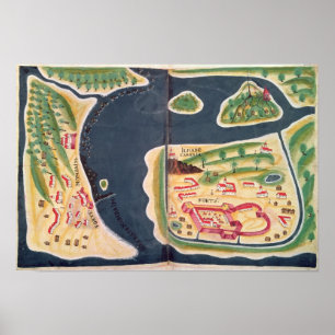 Portugese exploratiekaart van Mombassa Poster