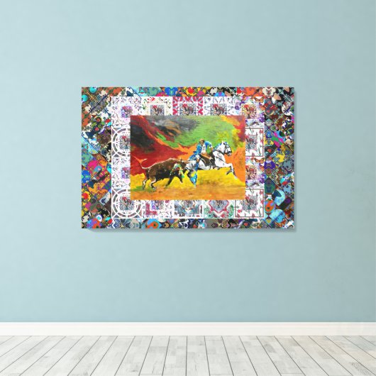 Portugese forcado canvas afdruk (Insitu (Houten vloer))