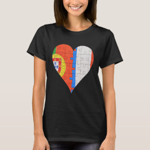 Portugese Franse vlag Heart T-shirt