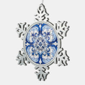 Portugese geglazuurde Tegels Tin Sneeuwvlok Ornament (Rechts)