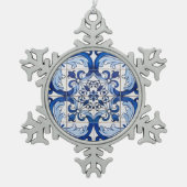 Portugese geglazuurde Tegels Tin Sneeuwvlok Ornament (Voorkant)