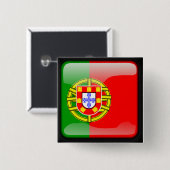Portugese gepolijst vlag vierkante button 5,1 cm (Voorkant /achterkant)