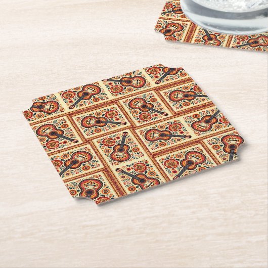 Portugese gitaren kartonnen onderzetters (Gekanteld)