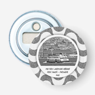 Portugese golven kasseisteen Eerste vakantie Button Flesopener