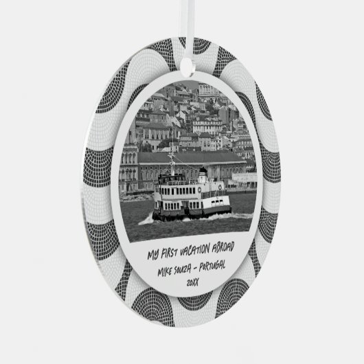 Portugese golven kasseisteen Eerste vakantie Metalen Ornament (Voorkant Rechts)