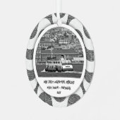 Portugese golven kasseisteen Eerste vakantie Metalen Ornament (Voorkant links)