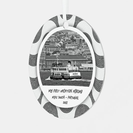 Portugese golven kasseisteen Eerste vakantie Metalen Ornament (Voorkant links)