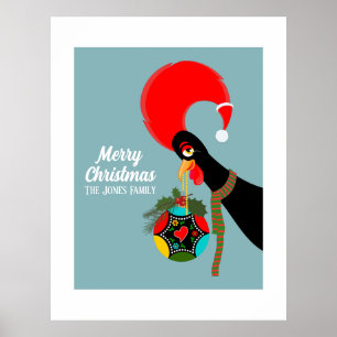 Portugese Haan en heilige Kerstbal Poster