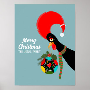 Portugese Haan en heilige Kerstbal Poster