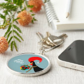 Portugese Haan en heilige Kerstbal Sleutelhanger (Zijkant)