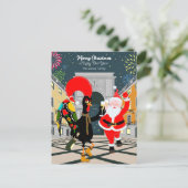 Portugese haan en kerstman toast op het nieuwe jaa briefkaart (Staand voorkant)