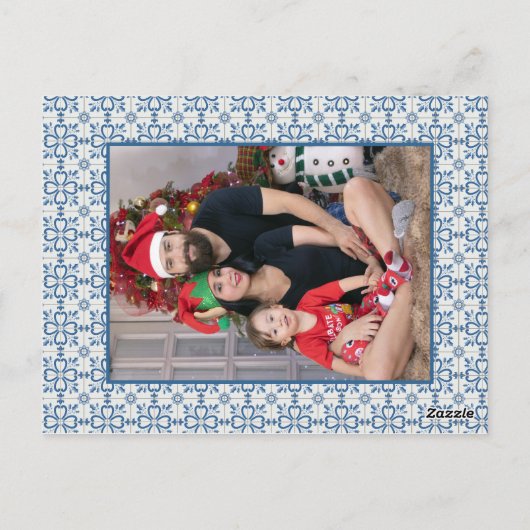 Portugese haan en kerstman toast op het nieuwe jaa briefkaart (Achterkant)