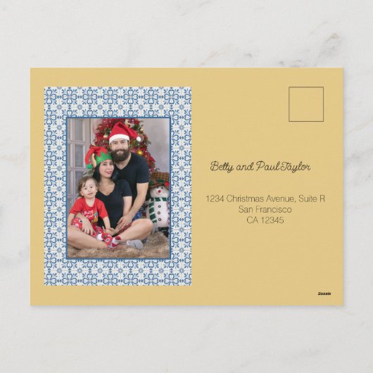 Portugese haan en kerstman toast op het nieuwe jaa feestdagenkaart (Achterkant)