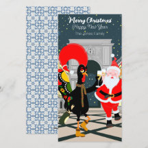 Portugese haan en kerstman toast op het nieuwe jaa