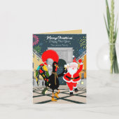 Portugese haan en kerstman toast op het nieuwe jaa kaart (Voorkant)