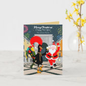 Portugese haan en kerstman toast op het nieuwe jaa kaart (Gele Bloem)