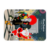 Portugese haan en kerstman toast op het nieuwe jaa magneet (Horizontaal)