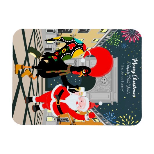 Portugese haan en kerstman toast op het nieuwe jaa magneet (Horizontaal)