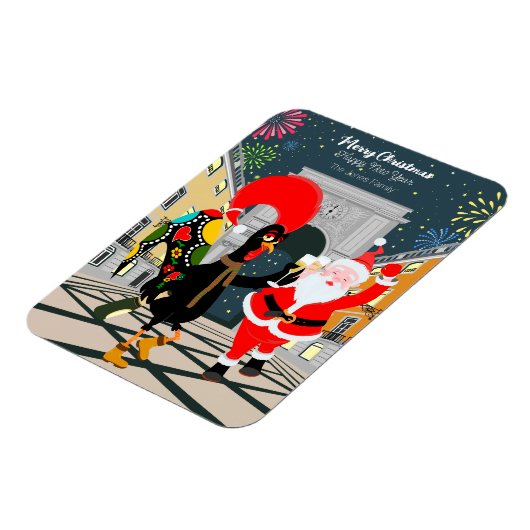 Portugese haan en kerstman toast op het nieuwe jaa magneet (Linkerzijde)