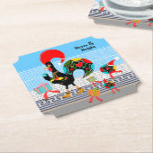 Portugese haan feestelijke kerstparade kartonnen onderzetters (Gekanteld)