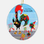 Portugese haan feestelijke kerstparade keramisch ornament (Links)