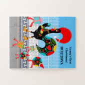 Portugese haan feestelijke kerstparade legpuzzel (Horizontaal)