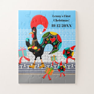 Portugese haan feestelijke kerstparade legpuzzel