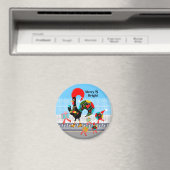 Portugese haan feestelijke kerstparade magneet (Insitu (Vaatwasser))