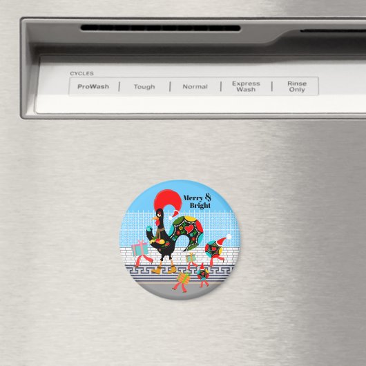 Portugese haan feestelijke kerstparade magneet (Insitu (Vaatwasser))