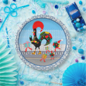Portugese haan feestelijke kerstparade papieren bordje (Feest)