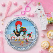 Portugese haan feestelijke kerstparade papieren bordje (Feest)