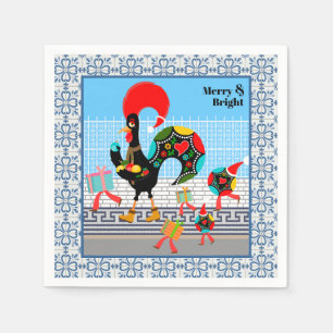 Portugese haan feestelijke kerstparade servet