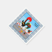 Portugese haan feestelijke kerstparade servet (Hoek)