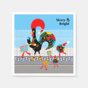 Portugese haan feestelijke kerstparade servet