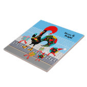 Portugese haan feestelijke kerstparade tegeltje (Zijkant)