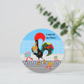 Portugese Haan met geschenken 1e Verjaardagsfeest Kaart (Staand voorkant)