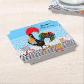 Portugese Haan met geschenken 1e Verjaardagsfeest Kartonnen Onderzetters (Gekanteld)
