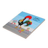 Portugese Haan met geschenken 1e Verjaardagsfeest Tegeltje (Zijkant)