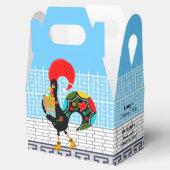 Portugese haan met verjaardagscadeaus bedankdoosjes (Geopend)