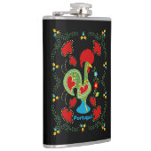 Portugese haan van geluk in groene kleur heupfles (Rechts)