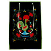 Portugese haan van geluk in groene kleur medium cadeauzakje (Achterkant)